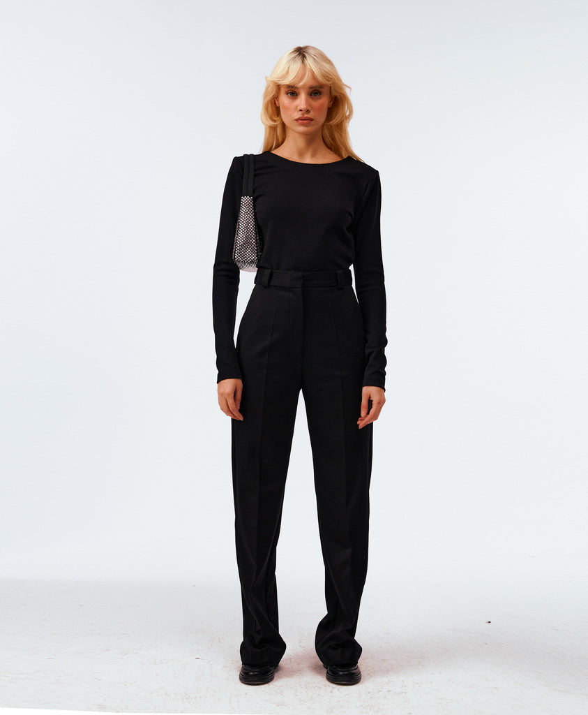 LULU VATKALI CROP BLUZ - SİYAH